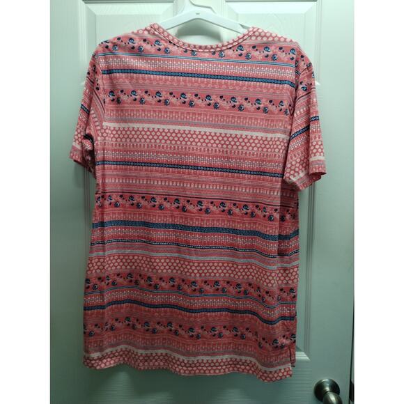 Woman Within Size 1X (22/24) Light Red/Pink Multi-Pattern Short Sleeve T-Shirt - Picture 3 of 7